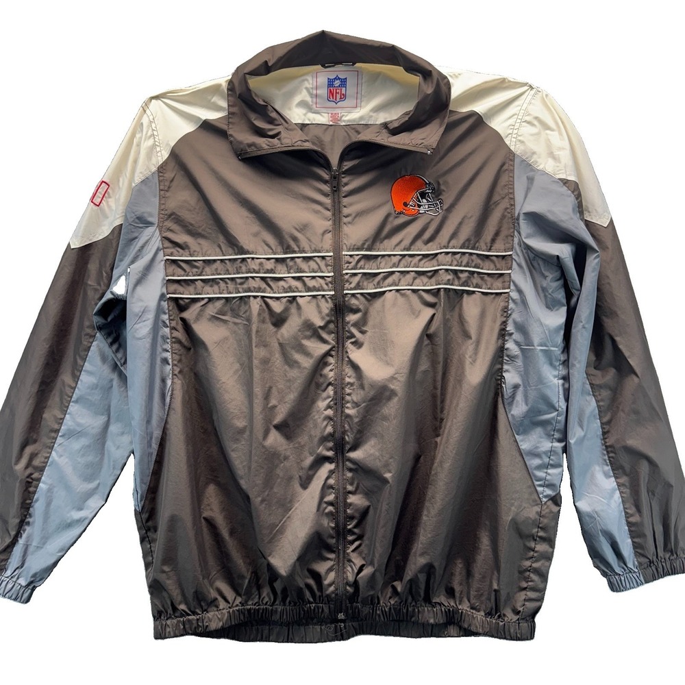 Cleveland Browns X-Large NFL Team Apparel SI Windbreaker Brown Gray Track Jacket
